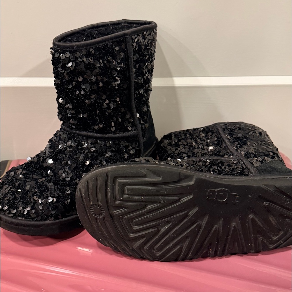 UGG Kids Black Sequin Boots